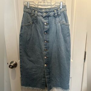 We the Free Sidney Denim Jean Button Down Midi Skirt Size 29 Free People